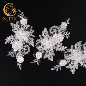 Wholesale MDX 3D Floral Lace Trim Embroidery Beaded Lace Trim For Wedding Dress from china suppliers