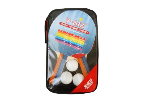 2 Rackets and 3 Balls Blister Package 5 Ply Poplar Wood Color Handle Rubber