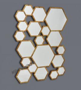 Wholesale Mixed Hexagon Metal Mirror Wall Decor Silver / Gold Color Optional from china suppliers