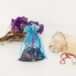 Blue Organza 18x12" Drawstring Gift Bags Biodegradable For Candy