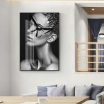 Abstract Figure Wall Art Wowen Girl Crystal Porcelain Painting Living Room Decor