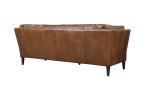 Simple Loft Style Compact 3 Seater Brown Leather Couch Wood Legs Long Service