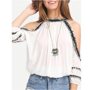 Wholesale Stylish Chiffon Women Blouse With Cold Shoulder from china suppliers