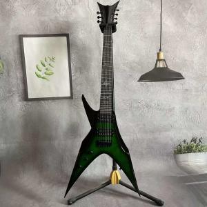 Wholesale Custom 7 Strings Bird of Prey Neck Inlay Special Body Green Burst Flamed Maple Top Electric Guitar from china suppliers