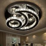 Luxury Stainless Steel LED Ceiling Light Modern Clear Crystal Round Ceiling