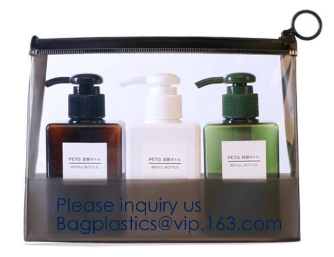 Wholesale Promotional set of 2 travel Kit Pink EVA cosmetic Bag,EVA clear custom waterproof cosmetic bag fashion travel