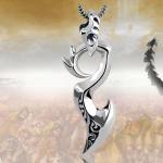 Men's Sterling Silver Dragon Pendant Necklace with Thai Vintage Style Jewelry