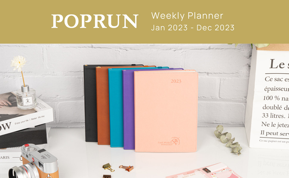 Medium Black Softcover 2023 Weekly Planner With Daily Schedule