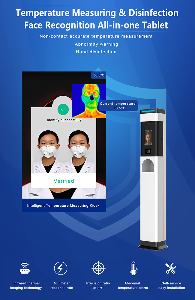 Face Recognition Temperature Kiosk Medical Infrared Forehead Thermometer