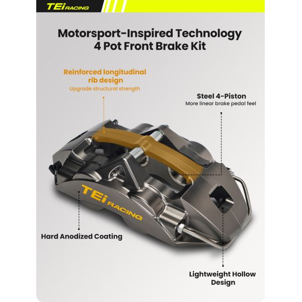 TEI P42 Super Racing 4 Pot Racing Caliper Big Brake Kit for Honda Civic EK4 EK9 ES1 EM2 EP3 FB2 FB4 FC1 FK7 FK8 FL1