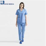 Disposable Hospital Uniform Scrub Suit Nursing with Short Sleeve