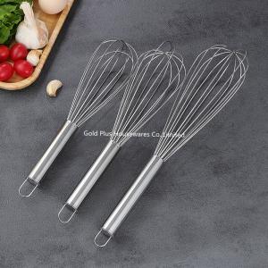 Wholesale Classical design natural color household stainless steel handle egg whisk metal wire egg beater for cooking from china suppliers