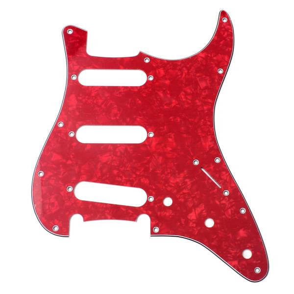 SSS Electric Guitar Pickguard 3Ply 11-Hole Pearl Red Scratch Plate Fender