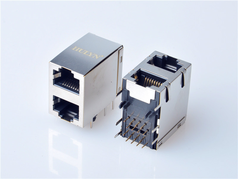 HULYN RJ45Jack, Shielded RJ45 Modular Jack Connector,with LEDs, 2x1 Ports,RJ45 connector LED