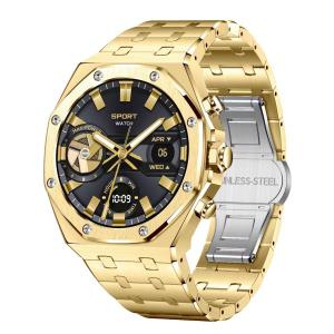 Wholesale AK68 Gold Stainless Steel Smart Watch 1.43 Inch Health Monitoring Smartwatch Amoled Screen from china suppliers