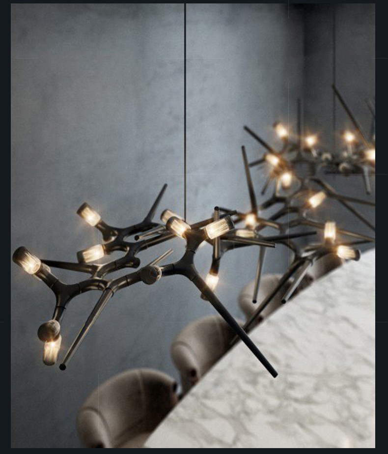 Postmodern Thorn Designer Chandeliers Creative Living Room Villa black chandelier(WH-MI-412)