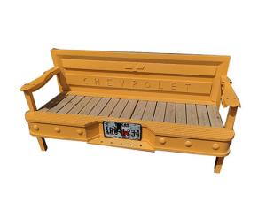 Wholesale Classic Industrial Red / Yellow Iron Frame Chevy Car Bench With Wood Seat from china suppliers