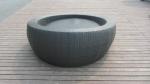 Black Outdoor Rattan Daybed , Garden Patio Round Lounge Bed