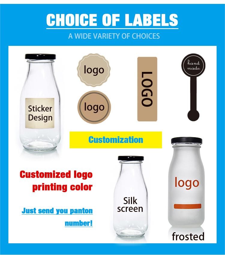 Lead Free French Round 25Oz 32Oz Glass Fresh Milk Bottles For Iced Drinks