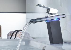 Wholesale Glass Waterfall LED ROVATE Bathroom Sink Faucet Temperature Sensor Color Changing from china suppliers