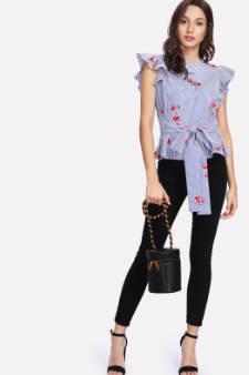 Clothes Ladies Women Summer Embroidered Blouse
