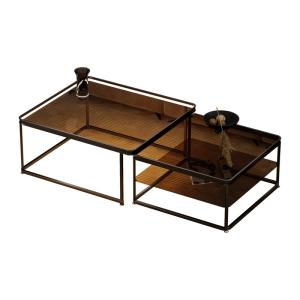 Wholesale Home Apartment New Square Glass Coffee Table Set With Light from china suppliers