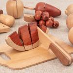 Natural 5.5cm Wooden Fruits And Vegetables Role Play Food Set