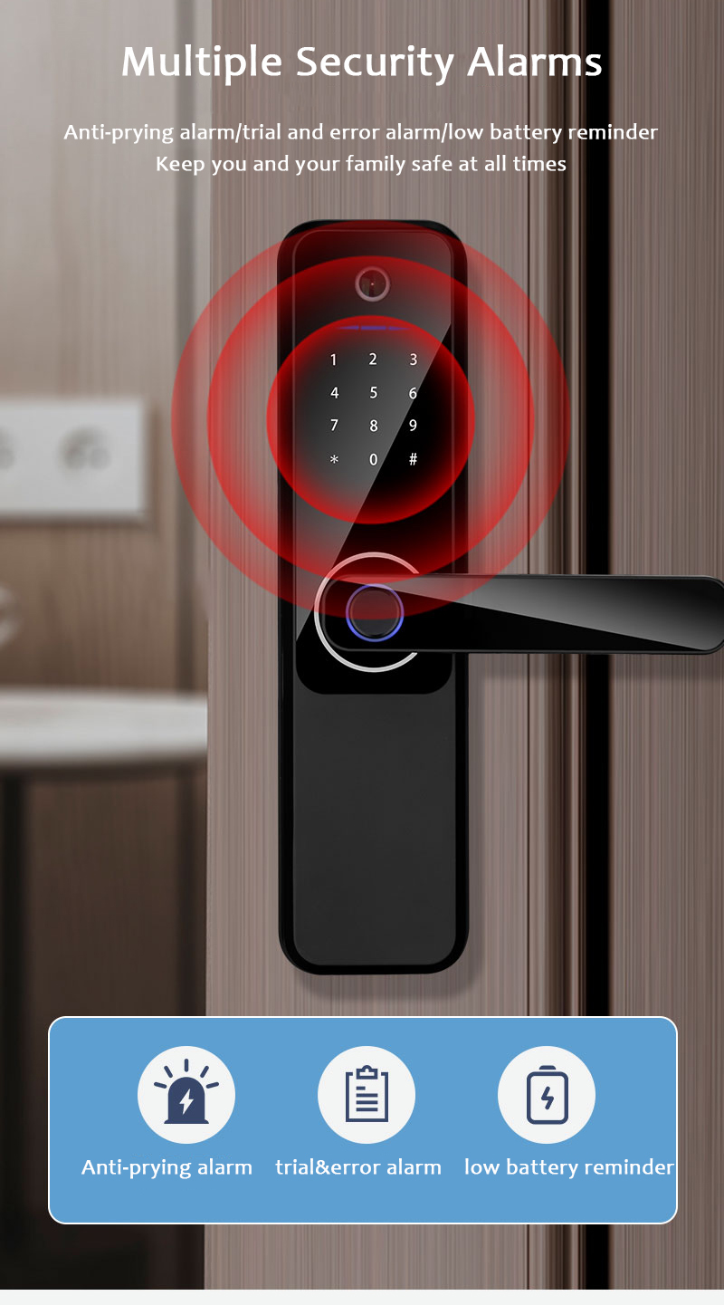Peephole Camera Digital Door Lock Fingerprint Card Smartlock Tuya