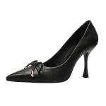 8668-3 Korean style fashion pointed shallow mouth high heels bowknot net red