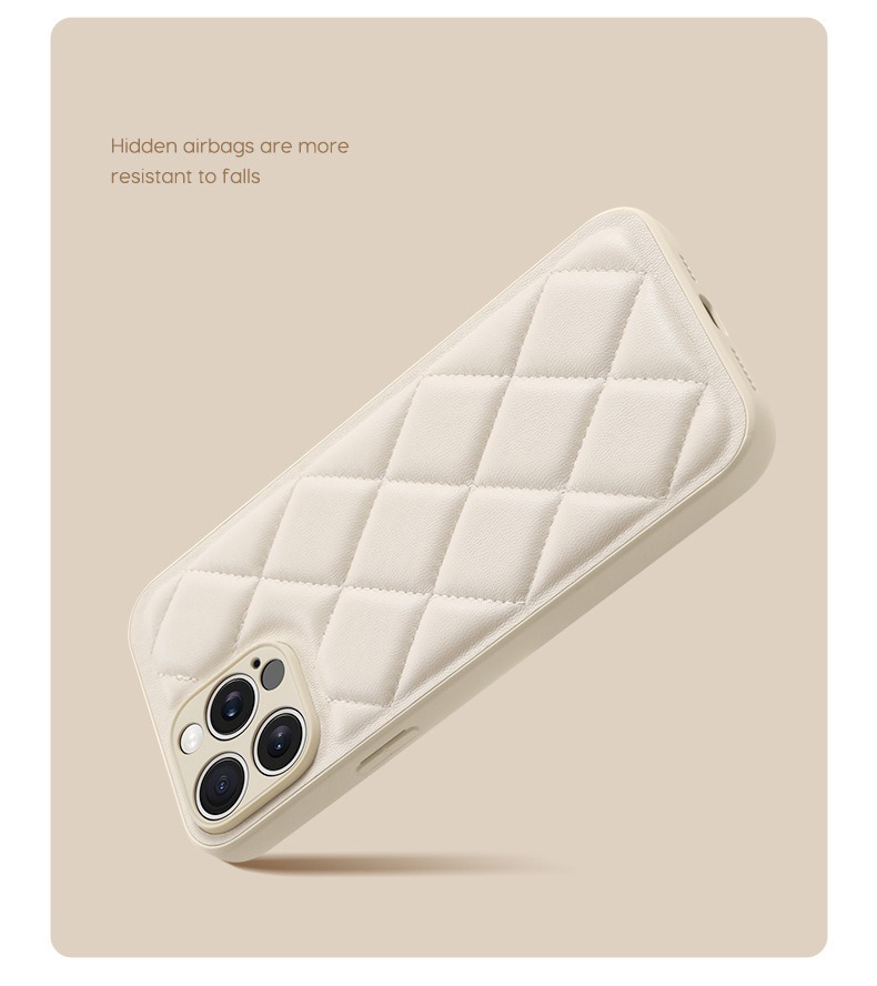 PU Lingge Winter Down Jacket Mobile Phone Cases for iPhone 15 Pro Max Lingge Material