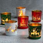 Customized Frosted Glass Candle Holder For Christmas