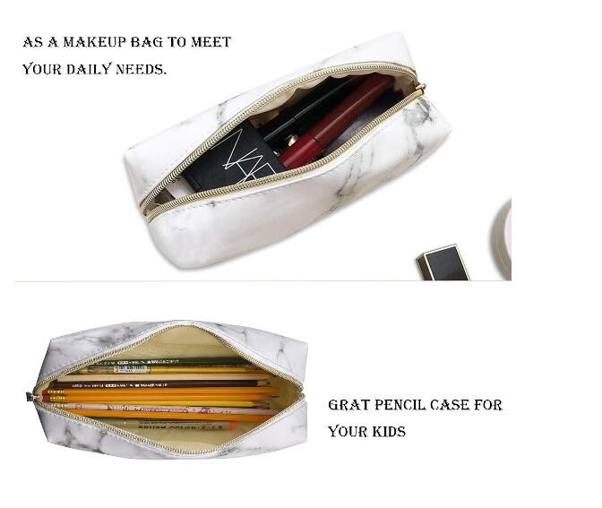 Gold Zipper Pencil Storage Case / PU Leather Pencil Pouch For Women