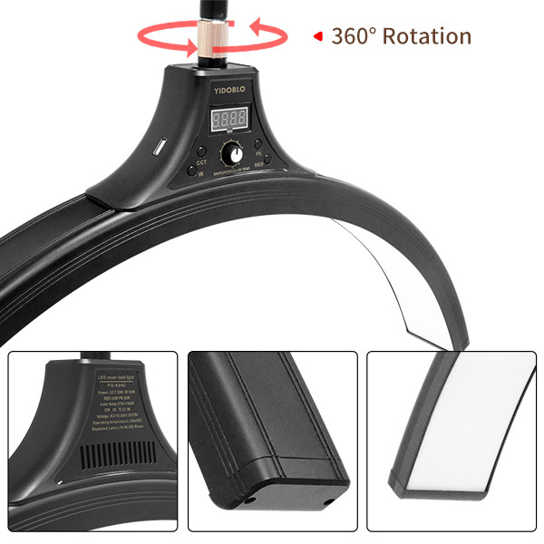 6000lm 60W LED Half Moon Light For Beauty Lashes Nail Salon Ceiling LED Ring Light