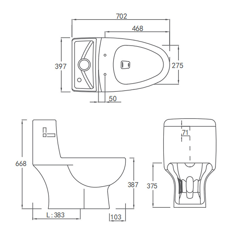 Soft closed WC Ceramic Toilet Bowl Siphon One Piece Dual Flush