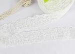 Floral Bridal Embroidered Lace Trim For Wedding Dress , White Cotton Net Lace