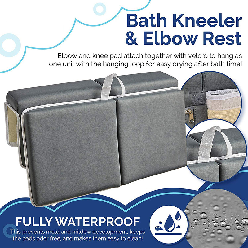 Non - Slip Bath Kneeler And Elbow Rest With Soap / Shampoo Storage Pouches