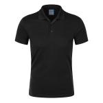 240gsm SGS Casual Plain Short Sleeve Shirt Black Golf Lapel Cotton Embroidered