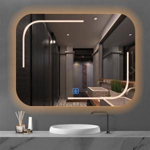 China Custom Smart LED Bathroom Mirrors Square / Rectangular Aluminum Wall Mirror With Light on sale