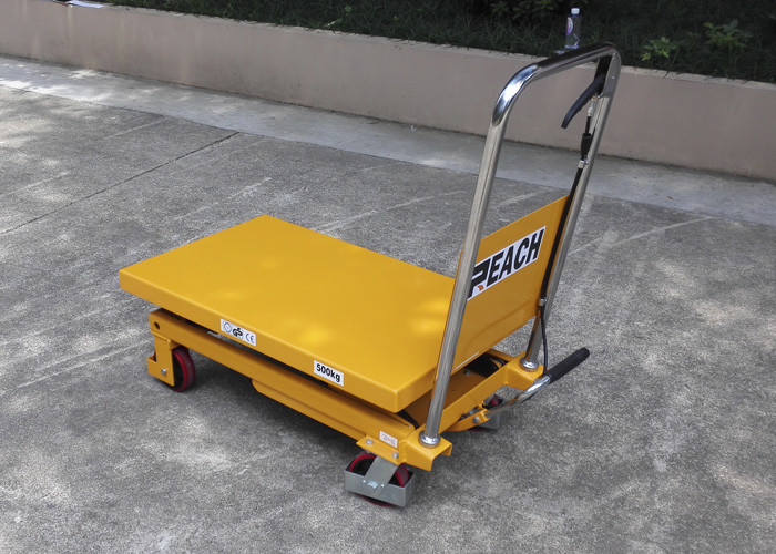 Safe Movable Scissor Lift Table Mini Type High Strength Steel 500kg Capacity