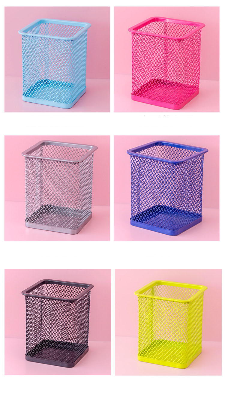 2022 Office Stand Cute Pen Container Desktop Personalized Metal Mesh Pen Holder in Green