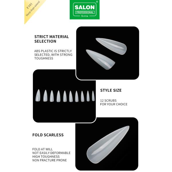 Nail Supplies Full Matte ABS Artificial Finger Nails Clear Color Smile Shape False Nail Tips