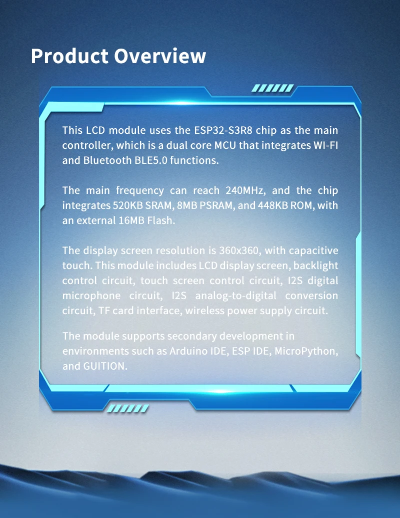 ST77916 Driver Chip TFT RGB Color 262K 50g HMI Display Module with 5V Operating Voltage