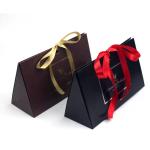 Small Wedding Favor Box with Custom Gold Logo and Ribbon on Recycled Kraft Paper