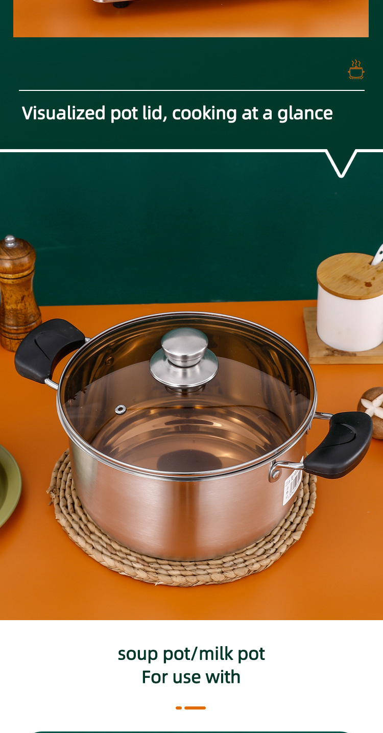 Wholesale Top Seller Double Bottom Induction Stew Pot Shabu Pot Stainless Steel Cooking Stock Soup Pot