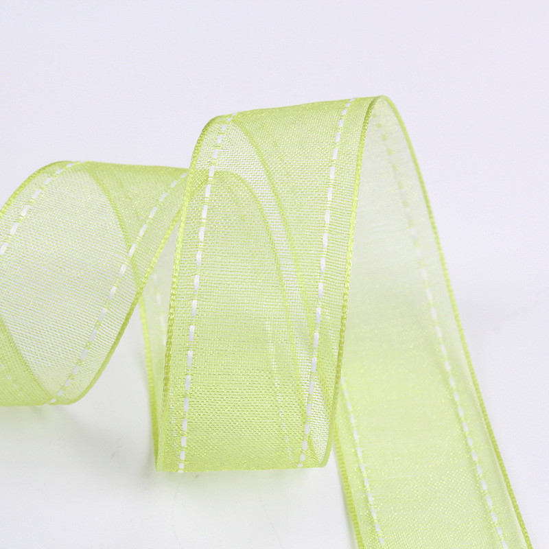 25mm|38mm Stitched Edge Polyester Organza Ribbon for Flower Gift Packing