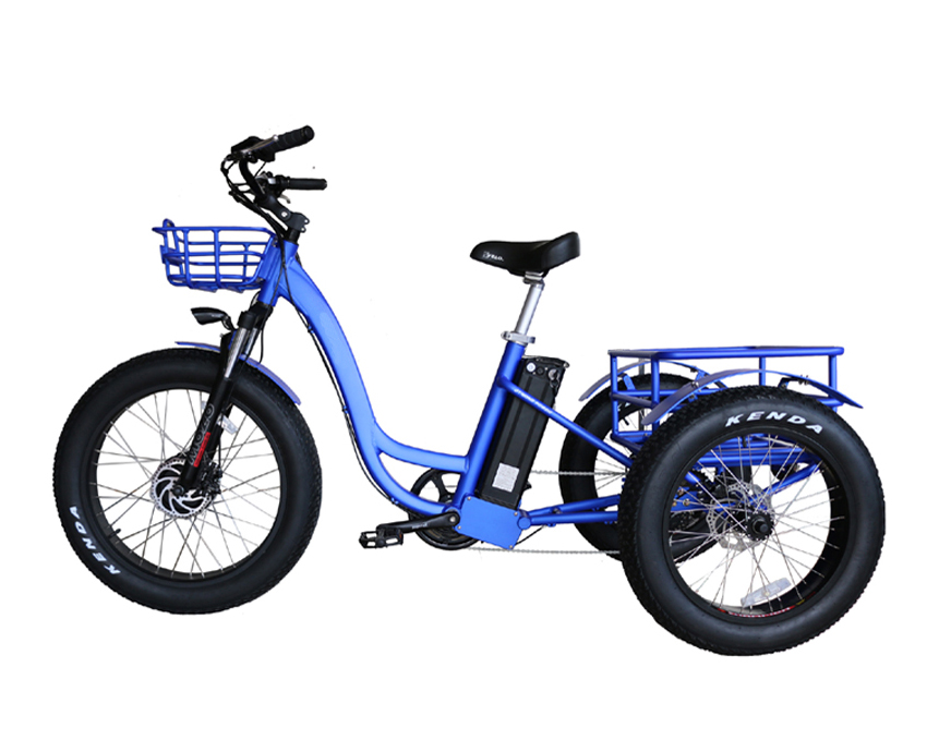 Aluminum Alloy Frame 48V 500W 3 Wheels Electric Cargo Tricycle with 24"x4.0 Fat Tires