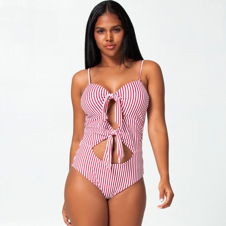 Tiered Layer Tie a Knot Front Top With Low waist Bikini swimsuit high cut