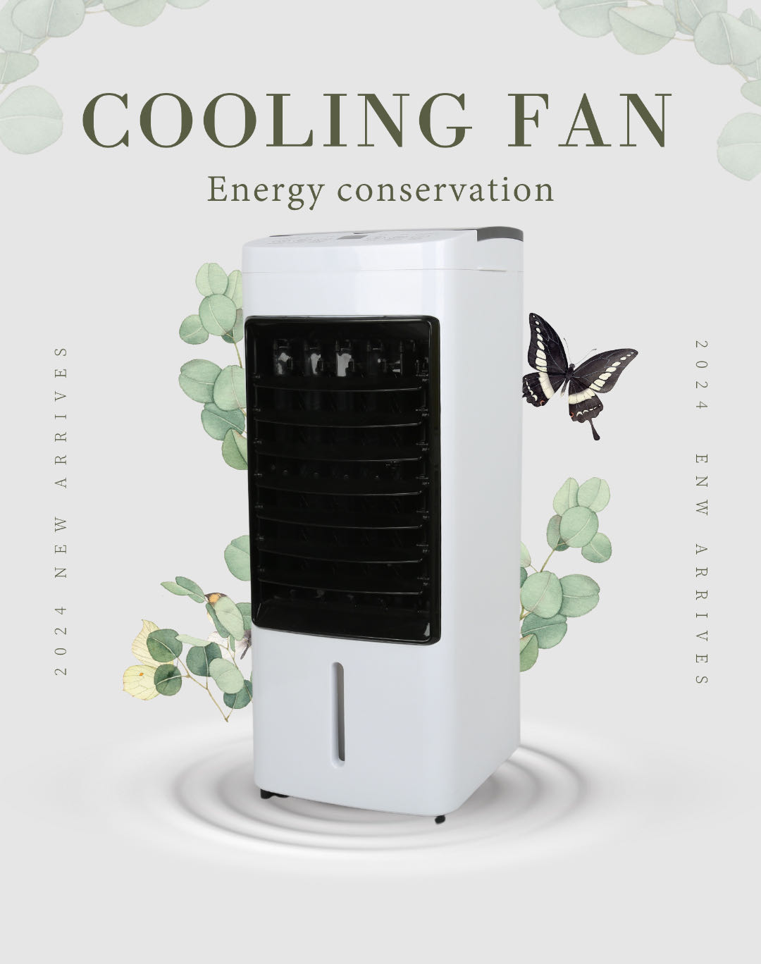 Portable Air Conditioner with Shaking Head and Wheels 6PCS Ice Pack Digital Control 220V