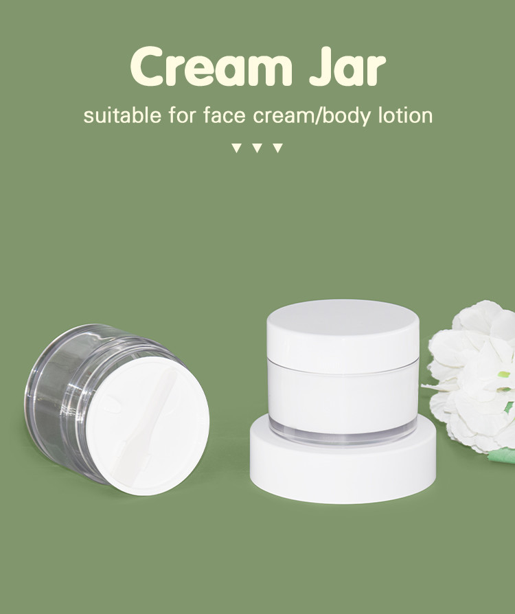 Empty Plastic Cosmetic Cream Jars With Mixture Screw Top Cover And Inner Cap