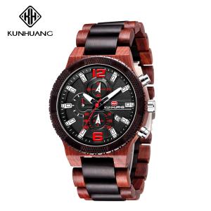 Wholesale Man Black Dial Wooden Quartz Watch Business Wristwatch Water Proof 1019-4 from china suppliers